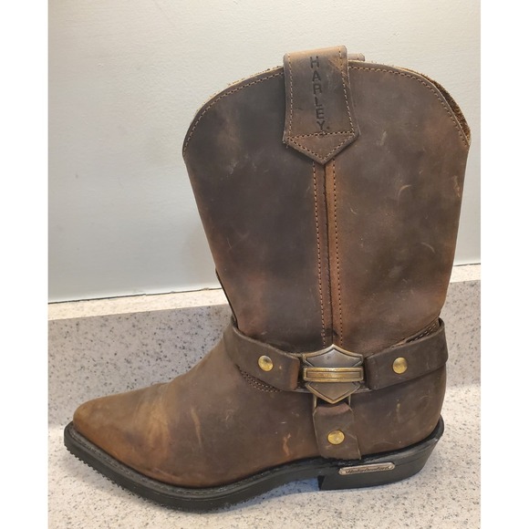 Harley Davidson Brown Harness Womens Biker Boots 7 1/2M Vintage Oil Resistance - Picture 15 of 16